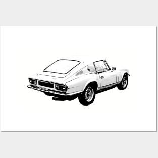 Triumph GT6 Mk3 1970s classic car rear quarter monochrome Posters and Art